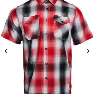 ISO DIXXON Red and Black Plaid Casual Button Down Shirt